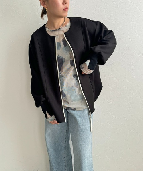 ダブルジップダンボールカーディガン LHELBIE│Eimee Law & LHELBIE