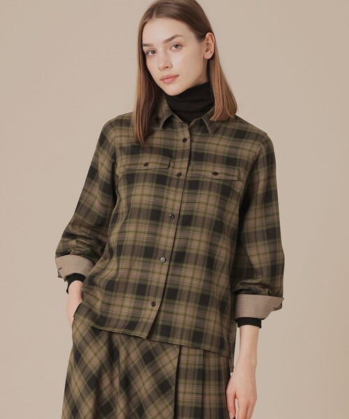 MACKINTOSH LONDON（マッキントッシュ ロンドン）の「ウォッシャブルウールビエラブラウス（シャツ/ブラウス・レディース・ブラック/グリーン系その他4/ベージュ・40/38）」の2枚目の写真