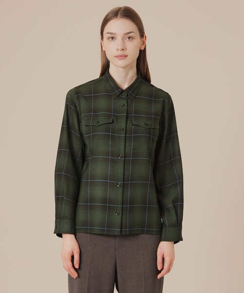 MACKINTOSH LONDON（マッキントッシュ ロンドン）の「ウォッシャブルウールビエラブラウス（シャツ/ブラウス・レディース・ブラック/グリーン系その他4/ベージュ・40/38）」の6枚目の写真