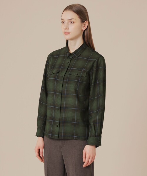 MACKINTOSH LONDON（マッキントッシュ ロンドン）の「ウォッシャブルウールビエラブラウス（シャツ/ブラウス・レディース・ブラック/グリーン系その他4/ベージュ・40/38）」の7枚目の写真