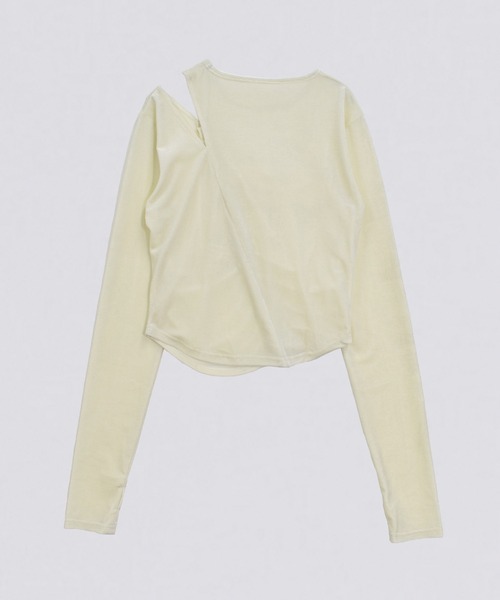 kiehtova（キエトヴァ）の「【kiehtova】VELOR SLIT GATHER TOPS/ベロア スリット ギャザー トップス KTWR46（Tシャツ/カットソー・レディース・ホワイト/ピンク/ブラック・FREE）」の15枚目の写真