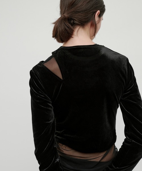 kiehtova（キエトヴァ）の「【kiehtova】VELOR SLIT GATHER TOPS/ベロア スリット ギャザー トップス KTWR46（Tシャツ/カットソー・レディース・ホワイト/ピンク/ブラック・FREE）」の18枚目の写真