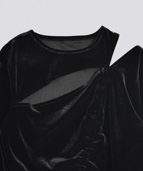 kiehtova（キエトヴァ）の「【kiehtova】VELOR SLIT GATHER TOPS/ベロア スリット ギャザー トップス KTWR46（Tシャツ/カットソー・レディース・ホワイト/ピンク/ブラック・FREE）」の19枚目の写真