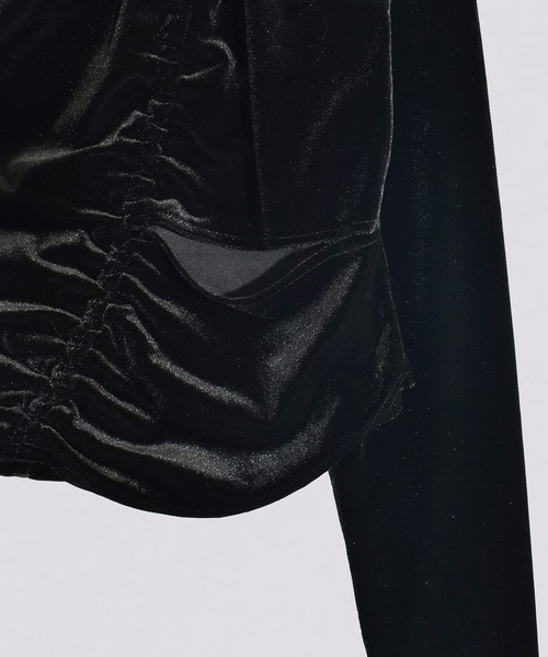 kiehtova（キエトヴァ）の「【kiehtova】VELOR SLIT GATHER TOPS/ベロア スリット ギャザー トップス KTWR46（Tシャツ/カットソー・レディース・ホワイト/ピンク/ブラック・FREE）」の20枚目の写真