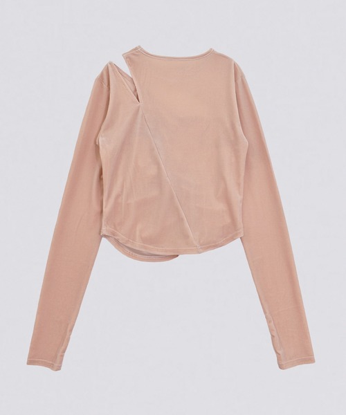 kiehtova（キエトヴァ）の「【kiehtova】VELOR SLIT GATHER TOPS/ベロア スリット ギャザー トップス KTWR46（Tシャツ/カットソー・レディース・ホワイト/ピンク/ブラック・FREE）」の8枚目の写真