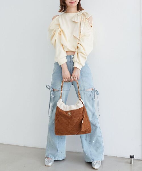 MAJESTIC LEGON（マジェスティックレゴン）の「ハートポーチセットキルティングバッグ（ショルダーバッグ・レディース・キャメル/ブラック・FREE）」の17枚目の写真