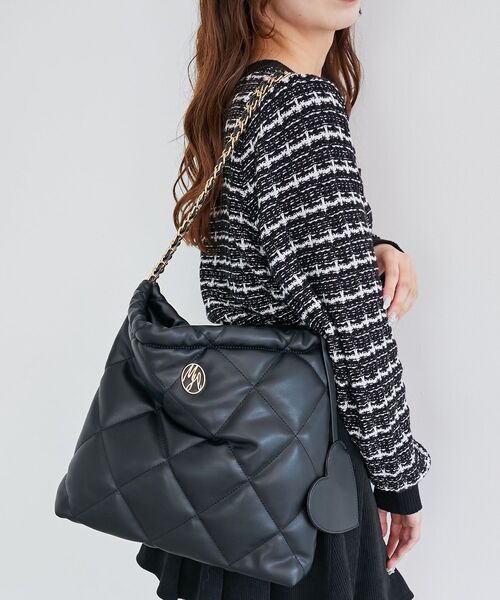 MAJESTIC LEGON（マジェスティックレゴン）の「ハートポーチセットキルティングバッグ（ショルダーバッグ・レディース・キャメル/ブラック・FREE）」の22枚目の写真