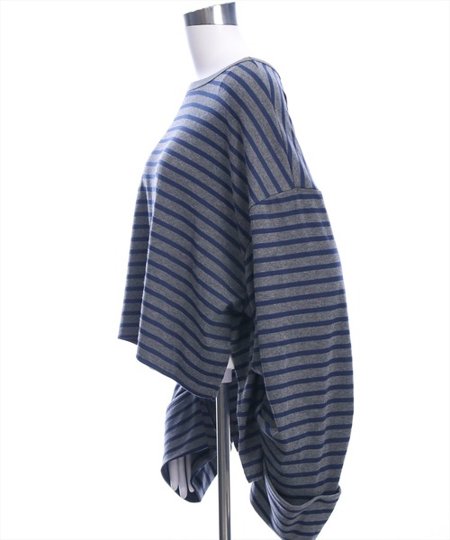 CLEAR BASIC（クリアベーシック）の「オーバーサイズボーダーカットソー［大人 カジュアル 着回し力抜群］（Tシャツ/カットソー・レディース・グレー/チャコールグレー/アイボリー・F）」の11枚目の写真