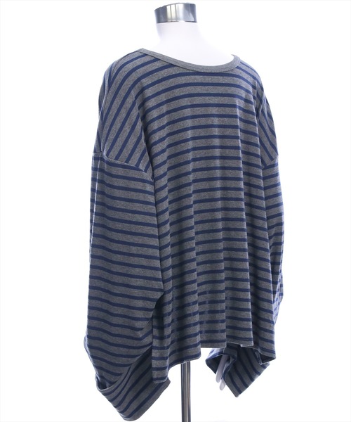 CLEAR BASIC（クリアベーシック）の「オーバーサイズボーダーカットソー［大人 カジュアル 着回し力抜群］（Tシャツ/カットソー・レディース・グレー/チャコールグレー/アイボリー・F）」の12枚目の写真