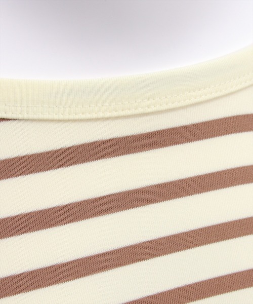 CLEAR BASIC（クリアベーシック）の「オーバーサイズボーダーカットソー［大人 カジュアル 着回し力抜群］（Tシャツ/カットソー・レディース・グレー/チャコールグレー/アイボリー・F）」の18枚目の写真