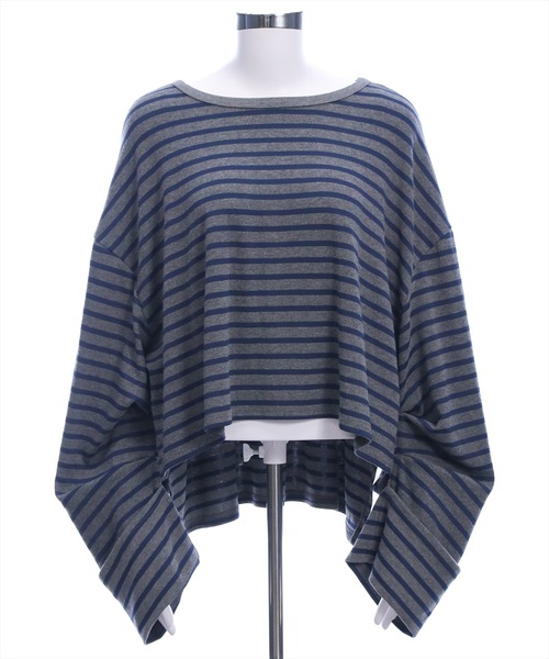 CLEAR BASIC（クリアベーシック）の「オーバーサイズボーダーカットソー［大人 カジュアル 着回し力抜群］（Tシャツ/カットソー・レディース・グレー/チャコールグレー/アイボリー・F）」の21枚目の写真