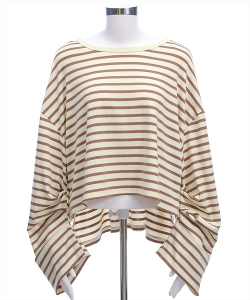 CLEAR BASIC（クリアベーシック）の「オーバーサイズボーダーカットソー［大人 カジュアル 着回し力抜群］（Tシャツ/カットソー・レディース・グレー/チャコールグレー/アイボリー・F）」の19枚目の写真