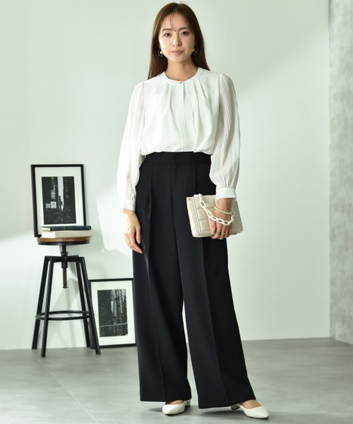 INTERPLANET(インタープラネット)の「ツイルクロスワイドパンツ(その他パンツ・レディース・ライトベージュ/ネイビー・FREE)」の6枚目の写真