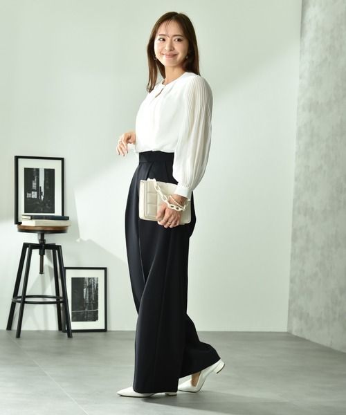 INTERPLANET(インタープラネット)の「ツイルクロスワイドパンツ(その他パンツ・レディース・ライトベージュ/ネイビー・FREE)」の7枚目の写真