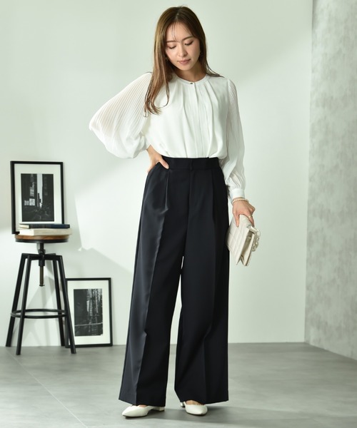 INTERPLANET(インタープラネット)の「ツイルクロスワイドパンツ(その他パンツ・レディース・ライトベージュ/ネイビー・FREE)」の9枚目の写真