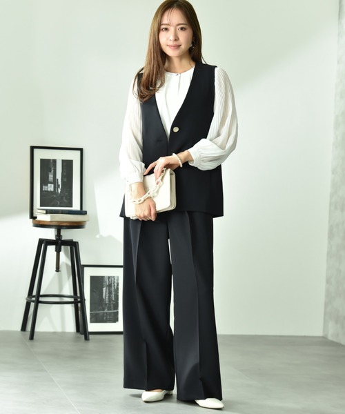 INTERPLANET(インタープラネット)の「ツイルクロスワイドパンツ(その他パンツ・レディース・ライトベージュ/ネイビー・FREE)」の10枚目の写真