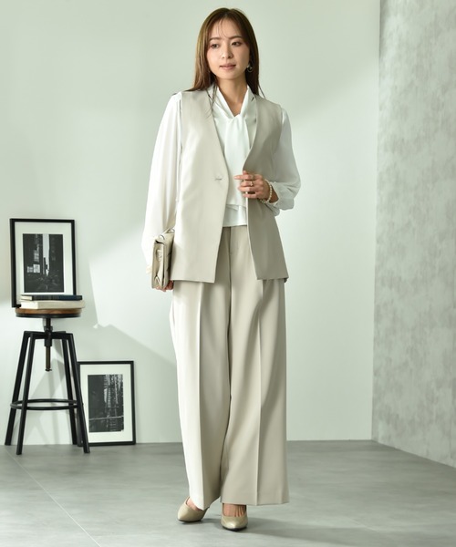 INTERPLANET(インタープラネット)の「ツイルクロスワイドパンツ(その他パンツ・レディース・ライトベージュ/ネイビー・FREE)」の22枚目の写真