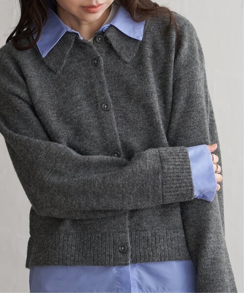 VENCEEXCHANGE(ヴァンスエクスチェンジ)の「アルパカタッチシャツドッキングカーディガン(カーディガン/ボレロ・レディース・ブラック/アイボリー/チャコール・FREE)」の3枚目の写真