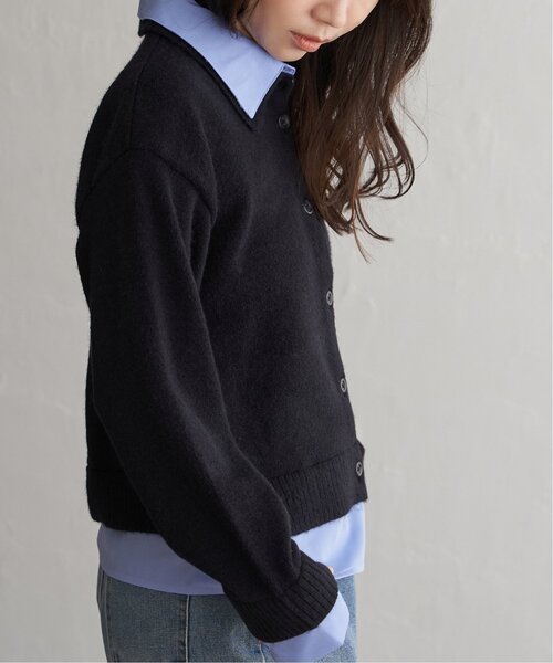VENCEEXCHANGE(ヴァンスエクスチェンジ)の「アルパカタッチシャツドッキングカーディガン(カーディガン/ボレロ・レディース・ブラック/アイボリー/チャコール・FREE)」の4枚目の写真