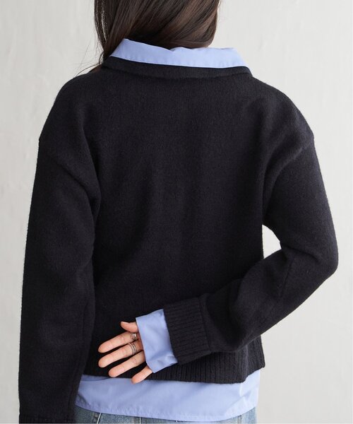 VENCEEXCHANGE(ヴァンスエクスチェンジ)の「アルパカタッチシャツドッキングカーディガン(カーディガン/ボレロ・レディース・ブラック/アイボリー/チャコール・FREE)」の5枚目の写真