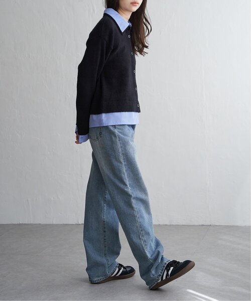 VENCEEXCHANGE(ヴァンスエクスチェンジ)の「アルパカタッチシャツドッキングカーディガン(カーディガン/ボレロ・レディース・ブラック/アイボリー/チャコール・FREE)」の6枚目の写真