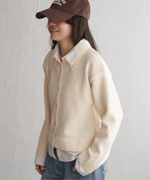 VENCEEXCHANGE(ヴァンスエクスチェンジ)の「アルパカタッチシャツドッキングカーディガン(カーディガン/ボレロ・レディース・ブラック/アイボリー/チャコール・FREE)」の11枚目の写真