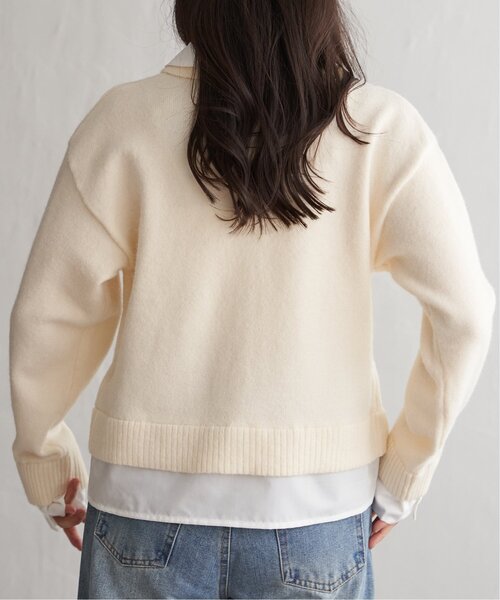 VENCEEXCHANGE(ヴァンスエクスチェンジ)の「アルパカタッチシャツドッキングカーディガン(カーディガン/ボレロ・レディース・ブラック/アイボリー/チャコール・FREE)」の12枚目の写真