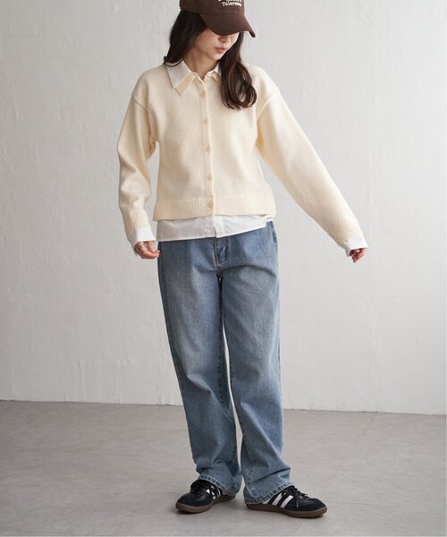 VENCEEXCHANGE(ヴァンスエクスチェンジ)の「アルパカタッチシャツドッキングカーディガン(カーディガン/ボレロ・レディース・ブラック/アイボリー/チャコール・FREE)」の14枚目の写真