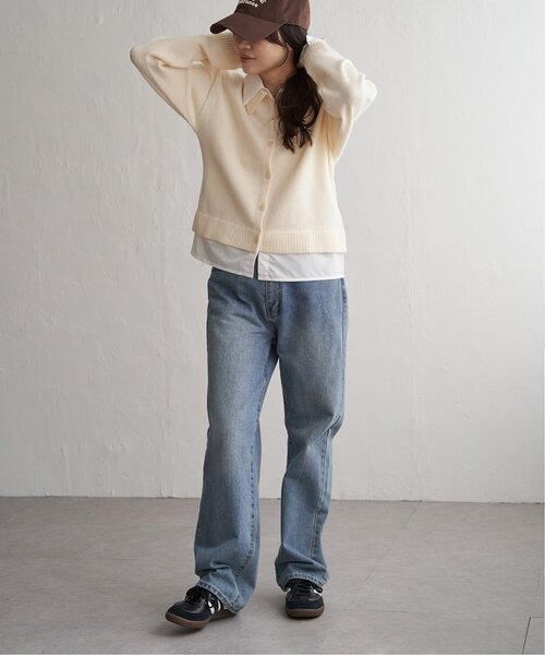 VENCEEXCHANGE(ヴァンスエクスチェンジ)の「アルパカタッチシャツドッキングカーディガン(カーディガン/ボレロ・レディース・ブラック/アイボリー/チャコール・FREE)」の15枚目の写真