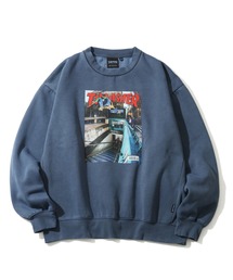 【THRASHER/スラッシャー】裏起毛 ヴィンテージピグメント加工 マガジンプリント クルーネック スウェット トレーナー