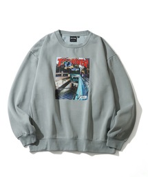 【THRASHER/スラッシャー】裏起毛 ヴィンテージピグメント加工 マガジンプリント クルーネック スウェット トレーナー
