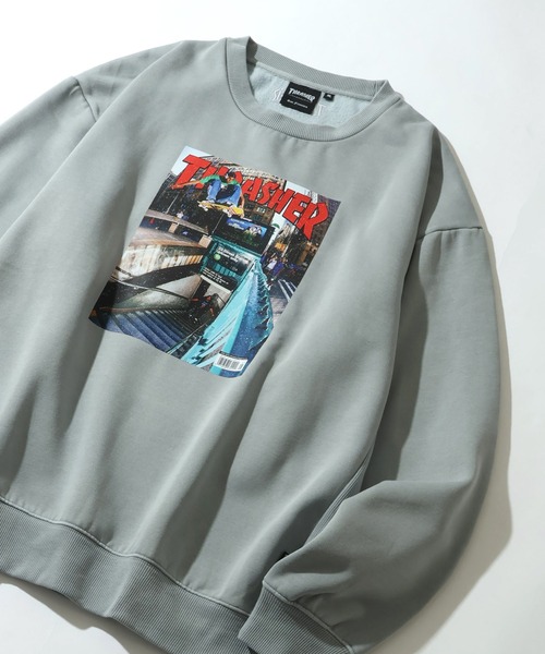THRASHER（スラッシャー）の「【THRASHER/スラッシャー】裏起毛 ヴィンテージピグメント加工 マガジンプリント クルーネック スウェット トレーナー（スウェット・メンズ・チャコール/ネイビー/グレー/ブラウン・M/L/XL）」の8枚目の写真