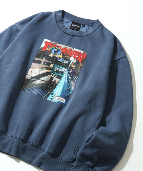 THRASHER（スラッシャー）の「【THRASHER/スラッシャー】裏起毛 ヴィンテージピグメント加工 マガジンプリント クルーネック スウェット トレーナー（スウェット・メンズ・チャコール/ネイビー/グレー/ブラウン・M/L/XL）」の11枚目の写真