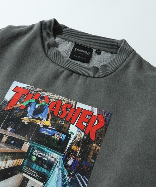THRASHER（スラッシャー）の「【THRASHER/スラッシャー】裏起毛 ヴィンテージピグメント加工 マガジンプリント クルーネック スウェット トレーナー（スウェット・メンズ・チャコール/ネイビー/グレー/ブラウン・M/L/XL）」の13枚目の写真