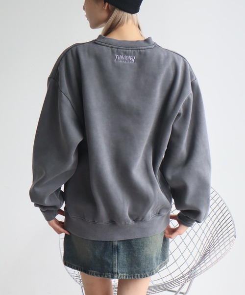 THRASHER（スラッシャー）の「【THRASHER/スラッシャー】裏起毛 ヴィンテージピグメント加工 マガジンプリント クルーネック スウェット トレーナー（スウェット・メンズ・チャコール/ネイビー/グレー/ブラウン・M/L/XL）」の5枚目の写真