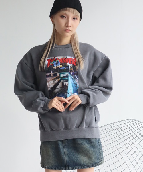 THRASHER（スラッシャー）の「【THRASHER/スラッシャー】裏起毛 ヴィンテージピグメント加工 マガジンプリント クルーネック スウェット トレーナー（スウェット・メンズ・チャコール/ネイビー/グレー/ブラウン・M/L/XL）」の21枚目の写真