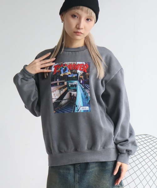 THRASHER（スラッシャー）の「【THRASHER/スラッシャー】裏起毛 ヴィンテージピグメント加工 マガジンプリント クルーネック スウェット トレーナー（スウェット・メンズ・チャコール/ネイビー/グレー/ブラウン・M/L/XL）」の22枚目の写真