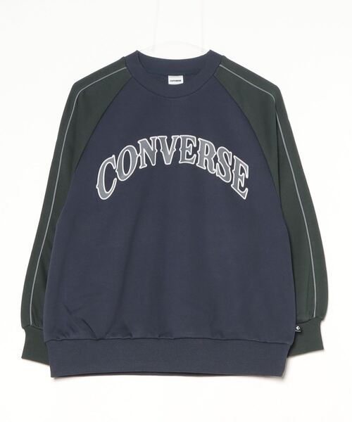 CONVERSE(コンバース)の「コンバース カラーブロック スウェットクルー(スウェット・レディース・グレー/ダークグリーン/ホワイト×ブラック/ネイビー・S/L/M)」の4枚目の写真