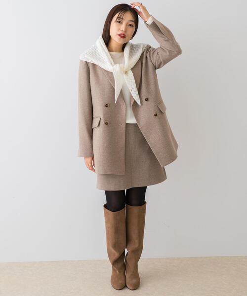 F by ROSSO（エフバイロッソ）の「F by ROSSO　ヘリンボンネップツイードジャケット（その他アウター・レディース・グレー/ベージュ・FREE）」の8枚目の写真