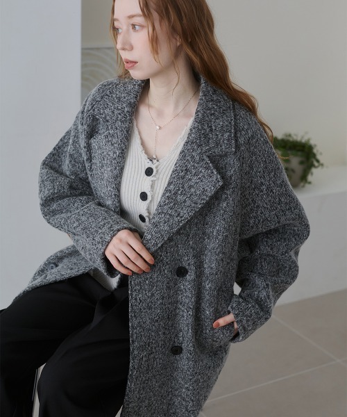 Bab（バブ）の「スリーブデザインハーフ丈コート（ダウンジャケット/コート・レディース・ベージュ/チャコールグレー・M）」の3枚目の写真