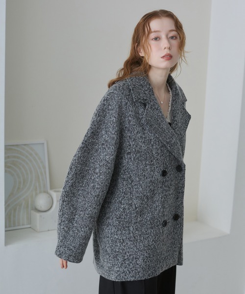 Bab（バブ）の「スリーブデザインハーフ丈コート（ダウンジャケット/コート・レディース・ベージュ/チャコールグレー・M）」の4枚目の写真