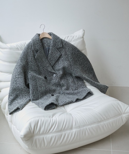 Bab（バブ）の「スリーブデザインハーフ丈コート（ダウンジャケット/コート・レディース・ベージュ/チャコールグレー・M）」の7枚目の写真