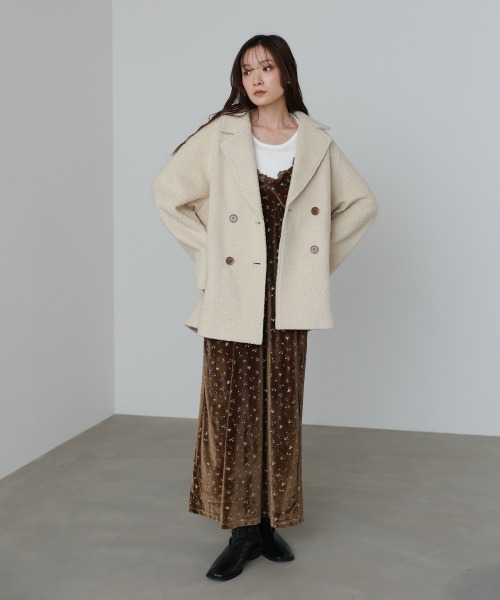 Bab（バブ）の「スリーブデザインハーフ丈コート（ダウンジャケット/コート・レディース・ベージュ/チャコールグレー・M）」の9枚目の写真