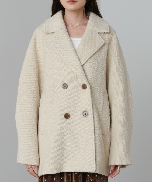 Bab（バブ）の「スリーブデザインハーフ丈コート（ダウンジャケット/コート・レディース・ベージュ/チャコールグレー・M）」の15枚目の写真