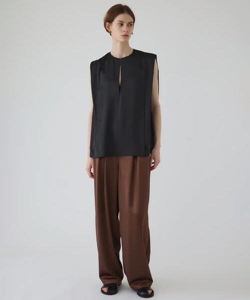 RIM.ARK（リムアーク）の「【RIM.ARK/リムアーク】Satin chic vest/サテンシックベスト（ベスト・レディース・ブラック/カーキ・FREE）」の6枚目の写真