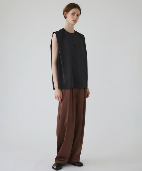 RIM.ARK（リムアーク）の「【RIM.ARK/リムアーク】Satin chic vest/サテンシックベスト（ベスト・レディース・ブラック/カーキ・FREE）」の5枚目の写真