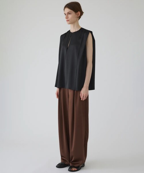 RIM.ARK（リムアーク）の「【RIM.ARK/リムアーク】Satin chic vest/サテンシックベスト（ベスト・レディース・ブラック/カーキ・FREE）」の7枚目の写真