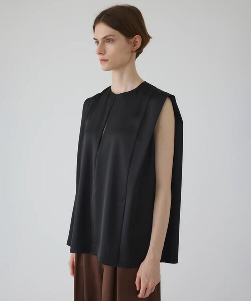 RIM.ARK（リムアーク）の「【RIM.ARK/リムアーク】Satin chic vest/サテンシックベスト（ベスト・レディース・ブラック/カーキ・FREE）」の8枚目の写真