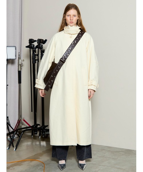 MAISON SPECIAL（メゾンスペシャル）の「Clear Melton Balmacaan Coat / クリアメルトンステンカラーコート（ステンカラーコート・レディース・ブラック/グレー/ホワイト/ボルドー・38/36）」の2枚目の写真