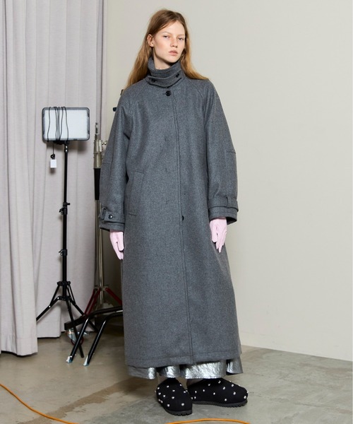 MAISON SPECIAL（メゾンスペシャル）の「Clear Melton Balmacaan Coat / クリアメルトンステンカラーコート（ステンカラーコート・レディース・ブラック/グレー/ホワイト/ボルドー・38/36）」の5枚目の写真